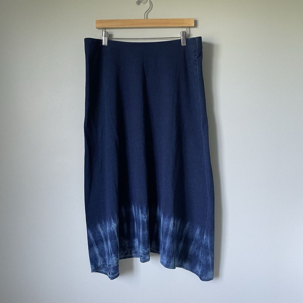 J. Jill Purejill Indigo Midi Skirt Lightweight Midnight Blue Women's Large NEW
